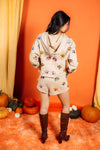 QOS Tan Multi Turkey Hoodie Sweatshirt