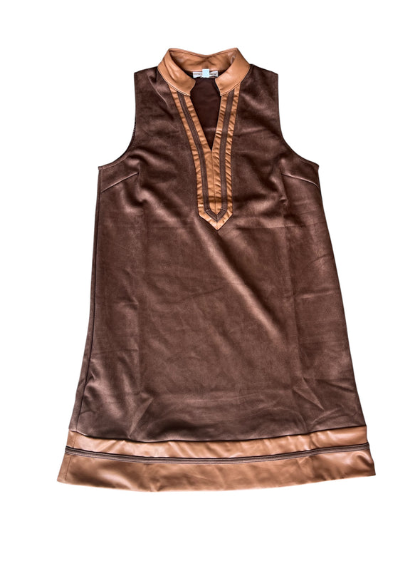 THML Sleeveless Brown Suede Dress