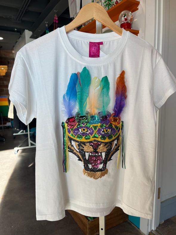 QOS White Tiger Head with MG Mask Tee