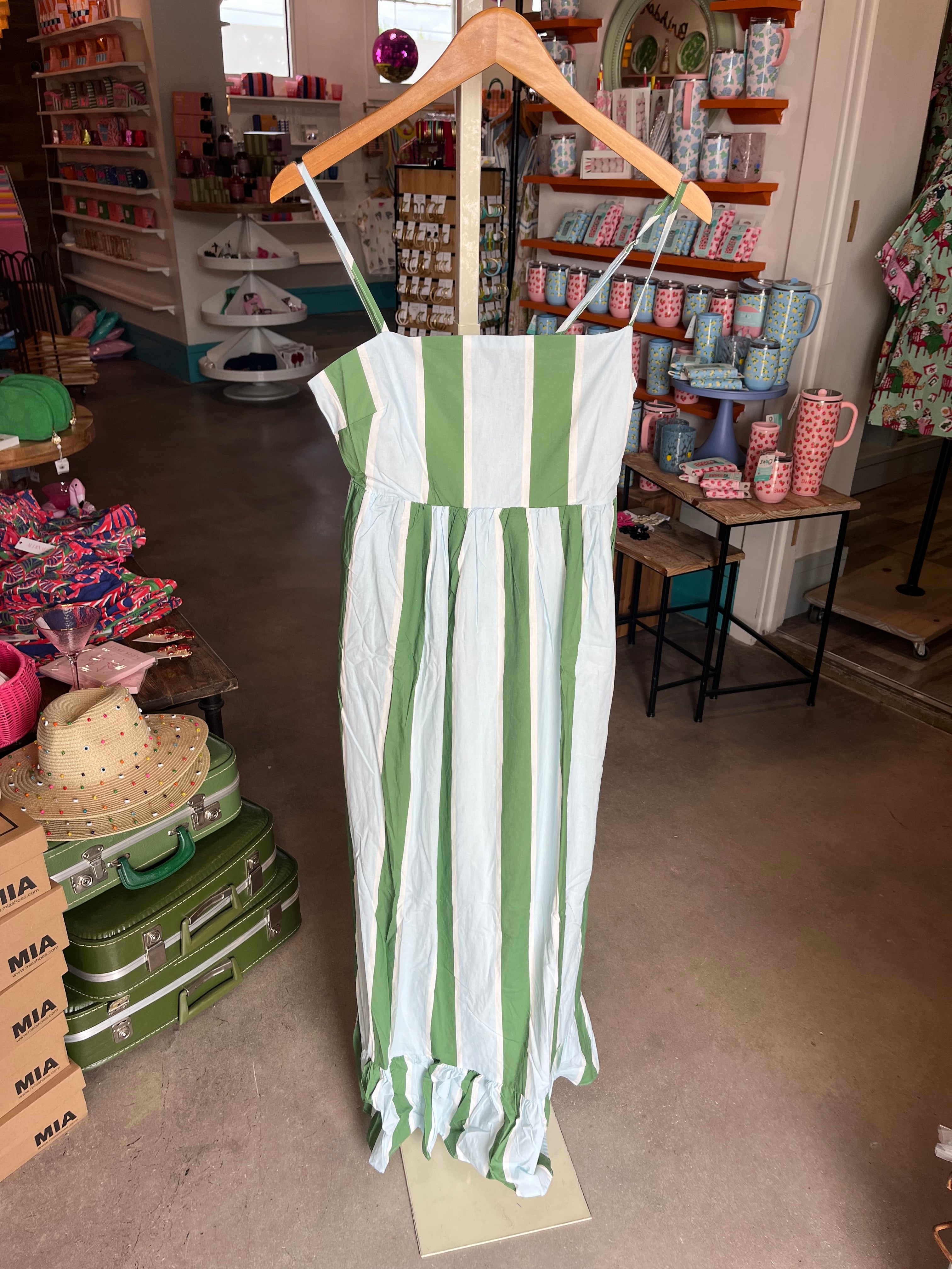 slim fit dress slacks TCEC Light Blue and Green Maxi Dress