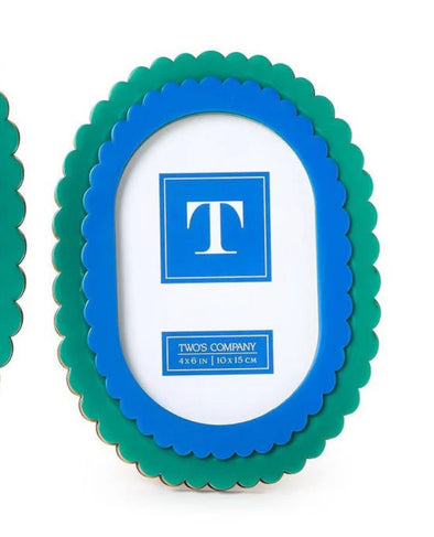 Two's Company Blue/Green Double Scallop Edge Frame