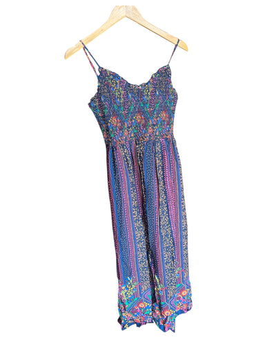 Fate by LFD Multicolor Navy Smocked Bodice Midi Dress