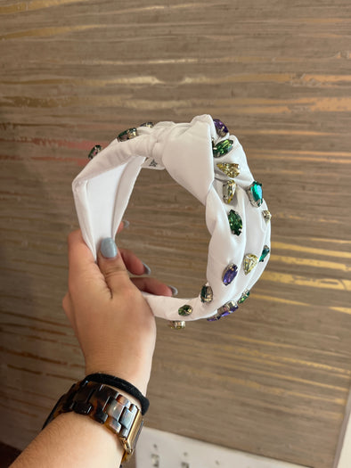 Purple, Yellow, and Green Crystal White Headband