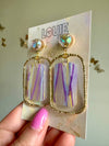 Louie Love Purple Yellow Gold Louisiana Mardi Gras Acrylic Earrings