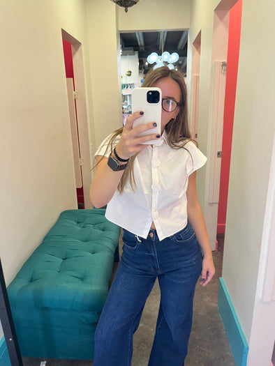 Aureum White Shirt with Floral Buttons