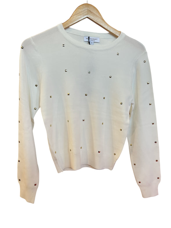 Velvet Hearts Candie Embellished Long Sleeve Top