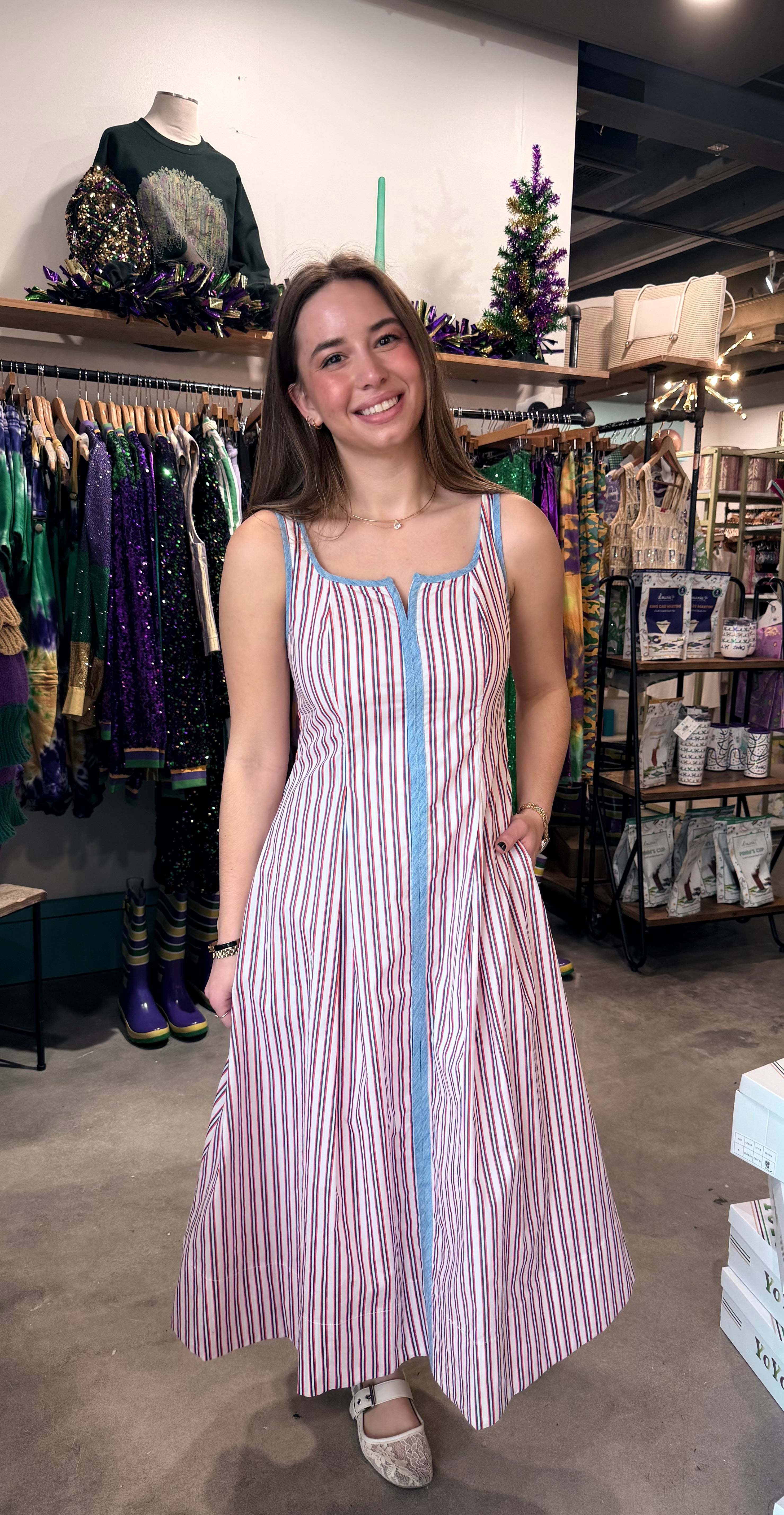 THML Thin Strap Striped Dress