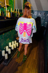 QOS Grey & Neon Multi Skeleton Sweatshirt