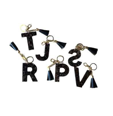 Violet and Brooks Black Acetate Keychain Letters
