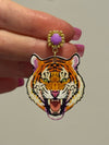 Louie Love Gold Purple Acrylic Gameday LSU Tiger Face Earrings