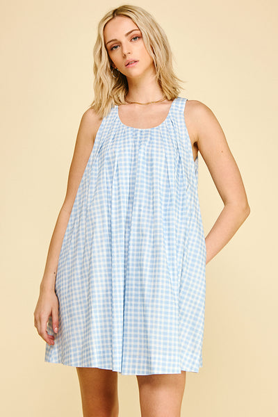Pinch Baby Blue Gingham A-Line Mini Dress