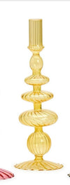 Two's Company Hand-Blown Glass Taper Candlestick Candleholders