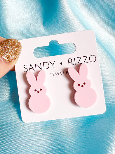 Sandy + Rizzo Pink Bunny Stud