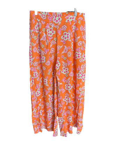 Fate by LFD Floral Orange Linen Wide Leg Pants