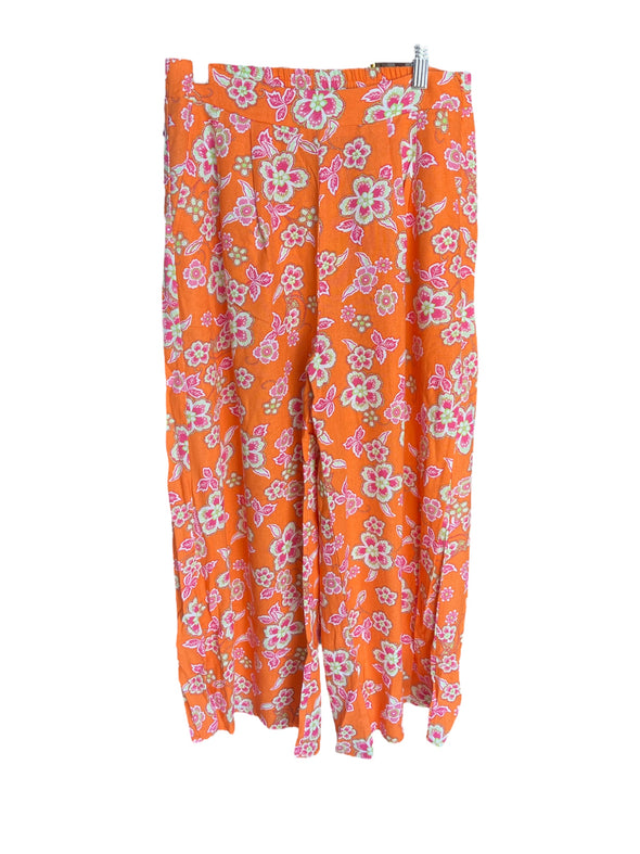 Fate by LFD Floral Orange Linen Wide Leg Pants