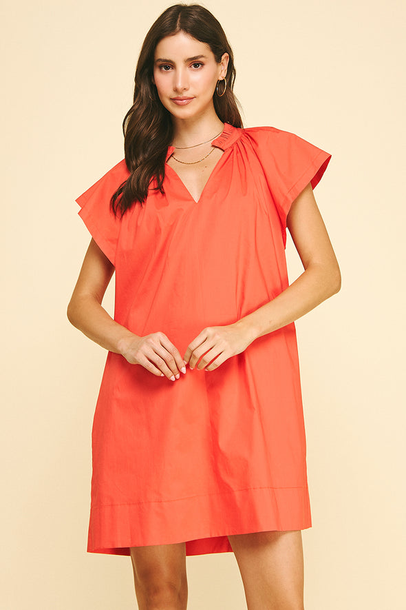 tunic mini dress Pinch Coral Ruffle Detailed Tunic Mini Dress