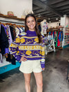 QOS Licensed LSU Vintage Football Helmet Turtle Neck Sweater