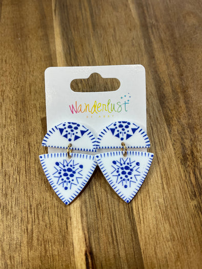 Blue and White Stud Earrings