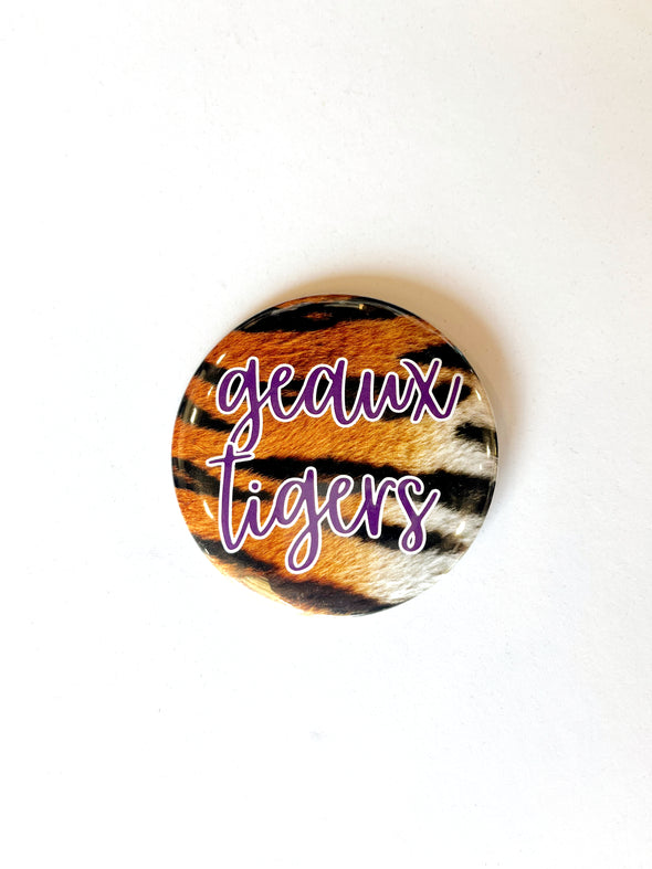 L. Ellis Designs Geaux Tigers Button
