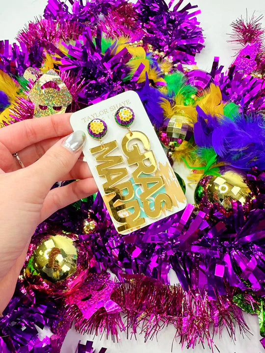 Taylor Shaye Gold Mirror Mardi Gras Drops