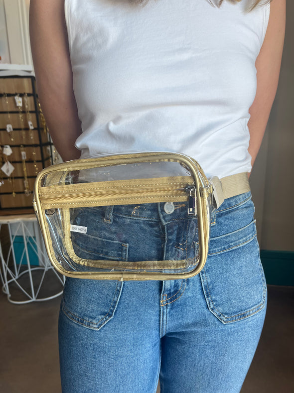 Gold Clear Double Pocket Fanny Pack Stadium Bag