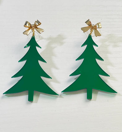 Louie Love Green Acrylic Christmas Tree Earrings