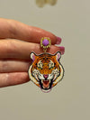 Louie Love Gold Purple Acrylic Gameday LSU Tiger Face Earrings