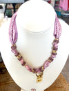 Scarf Necklace with Gold Tiger Pendant