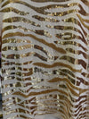 QOS Beige & Gold Sequin Tiger Stripe Tee