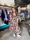 Sofie the Label Delphi Floral Printed Brown Midi Dress