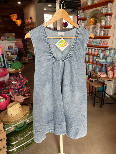 Karlie Denim Scoop Sleeveless Dress