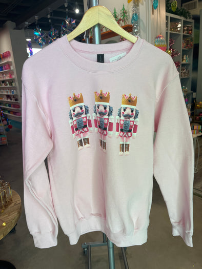 Light Pink Retro Faux Yarn Nutcracker Sweatshirt