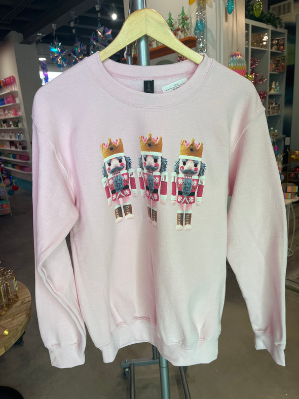 Light Pink Retro Faux Yarn Nutcracker Sweatshirt