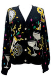 QOS Black NYE Things Button Up Cardigan