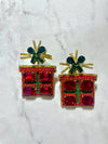 Louie Love Christmas Jewelry Beaded Green Red Holiday Present Earrings