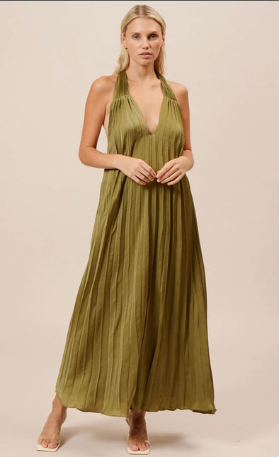 Lucy Paris Olive Blythe Pleated Dress