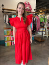 Sincerely Ours Red Poplin Cala Dress