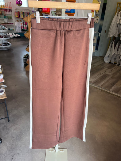 P. Cill Cocoa Side Stripe Wide Leg Pants