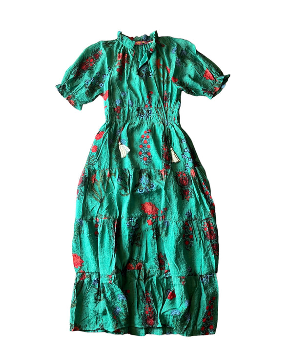 THML Green Tiered Floral Print Maxi Dress