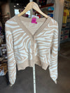 QOS Ivory Tiger on Tiger Print Cardigan