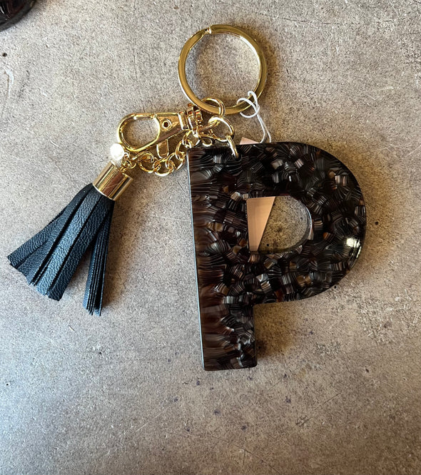 Violet and Brooks Black Acetate Keychain Letters