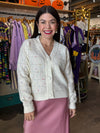 Pinch Ivory Embroidered Cardigan
