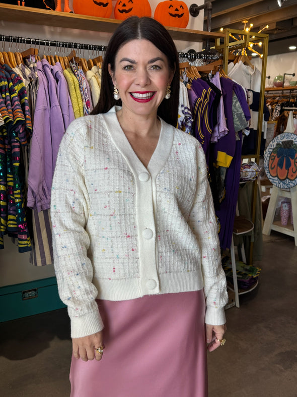 Pinch Ivory Embroidered Cardigan