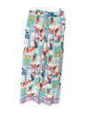 Fate by LFD Cream Multi Linen Tropical Print Wide Leg Pants
