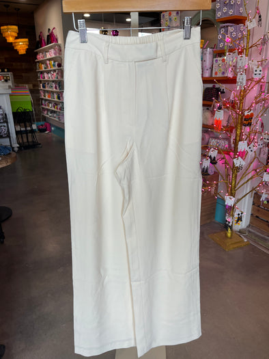 Skies are Blue Cream Wide Leg Trousers