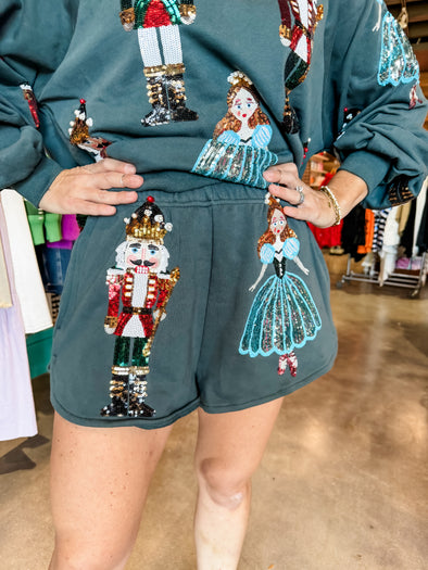 QOS Dark Teal Nutcracker Ballet Shorts