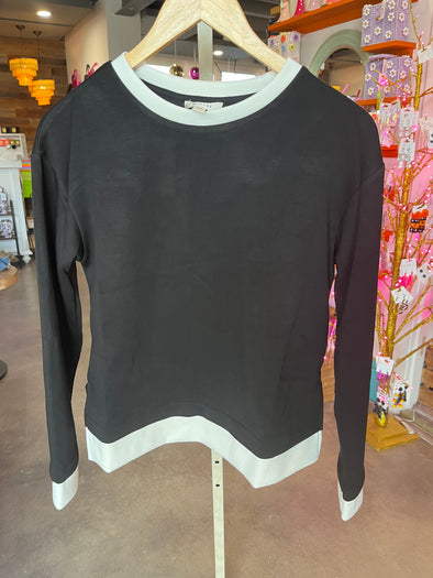 P. Cill Black Contrast Hem Pullover