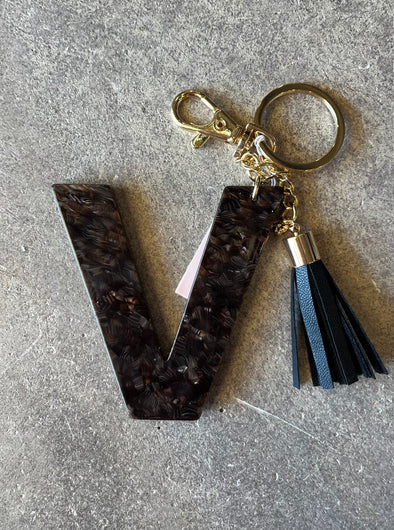 Violet and Brooks Black Acetate Keychain Letters