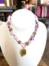 Scarf Necklace with Gold Tiger Head