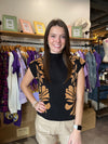 Entro Black Mock Neck Sweater with Brown Floral